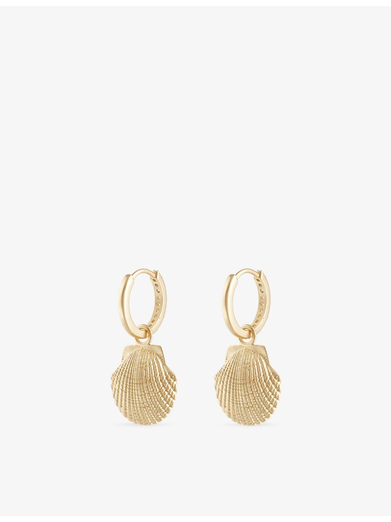 Oceanus seashell pearl drop hoop earrings 3cm - British product