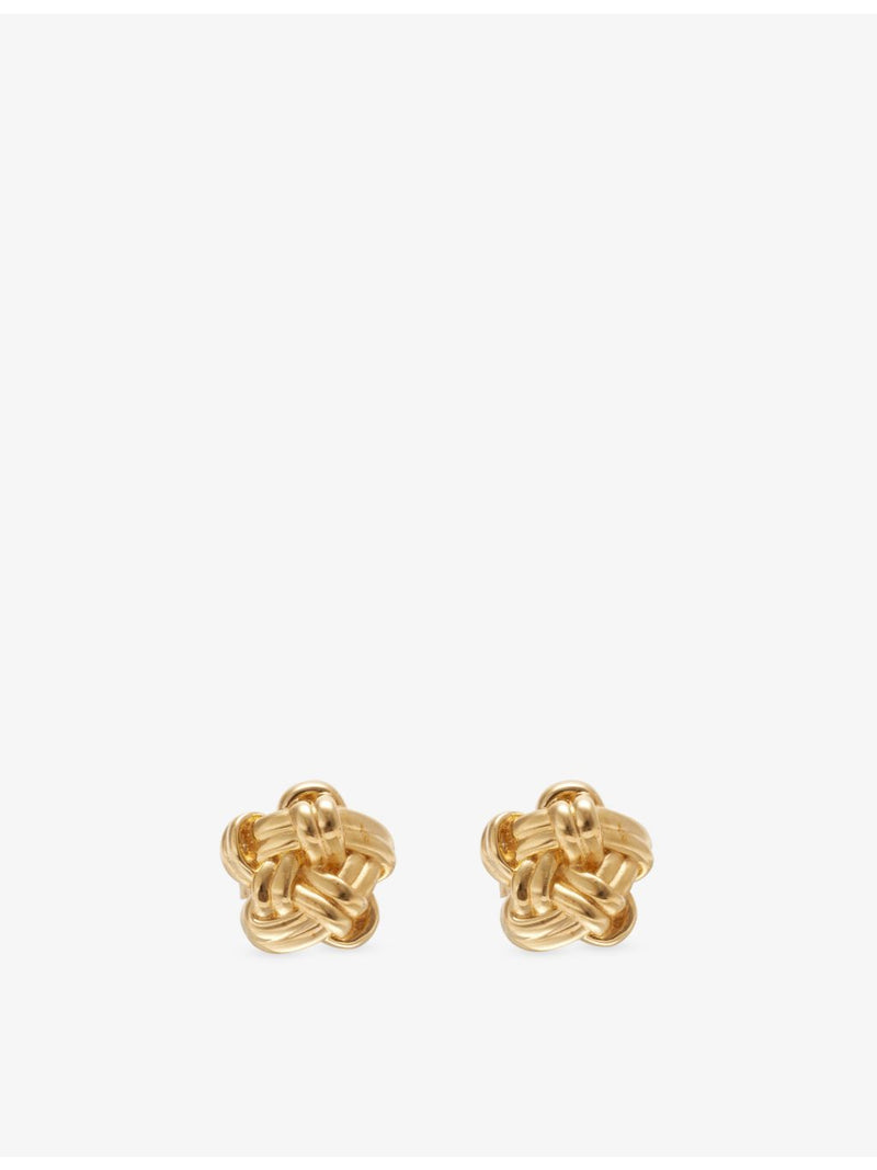 Bottega Veneta 18ct gold-plated sterling silver knot stud earrings - British product