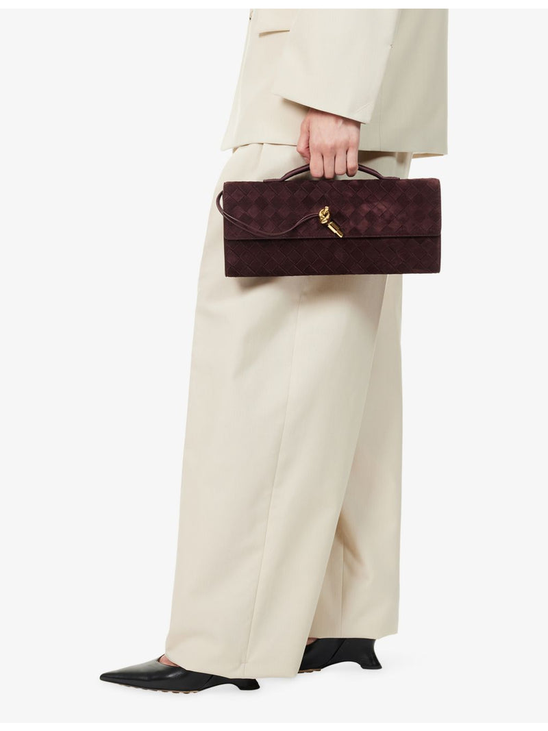 Bottega Veneta suede clutch bag with Intrecciato weave (British brand)