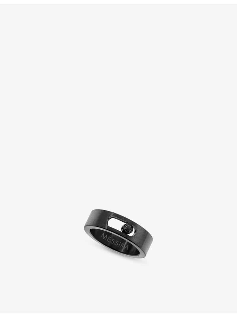 Messika Move black titanium ring 0.06ct diamond 6mm - British product