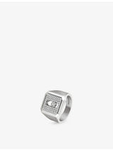 selfridges Messika Move Natural Titanium Pavé 18ct Gold and 0.35ct Diamond Signet Ring- Buy online at McGrocer