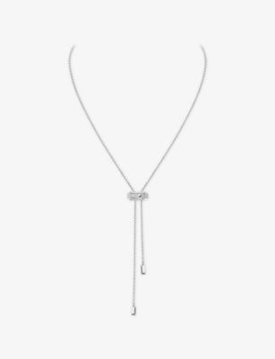 Messika Moderniste Pave Tie 18ct Gold and 0.10ct Diamond Necklace 59cm