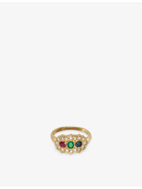 selfridges RESELFRIDGES Vintage 18ct Emerald, Sapphire, Ruby and Diamond Cluster Ring US 5/UK J- Buy online at McGrocer