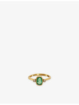 selfridges RESELFRIDGES Pre-Loved Trilogy 14ct Yellow Gold Emerald and Diamond Ring- Buy online at McGrocer