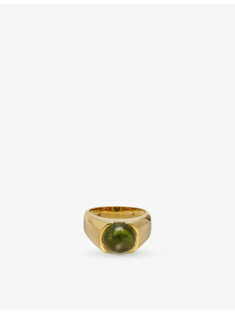 RESELFRIDGES 14ct gold tourmaline cabochon ring size 7.5 (British brand)