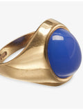 RESELFRIDGES 9ct gold blue chalcedony signet ring, imported from the UK