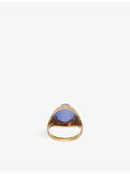 RESELFRIDGES 9ct gold blue chalcedony signet ring, imported from the UK