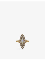 selfridges Pre-Loved Vintage 18ct Opal And Diamond Navette Ring- Buy online at McGrocer