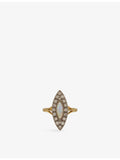 Reselfridges opal diamond navette ring 18ct gold, UK size O - British product