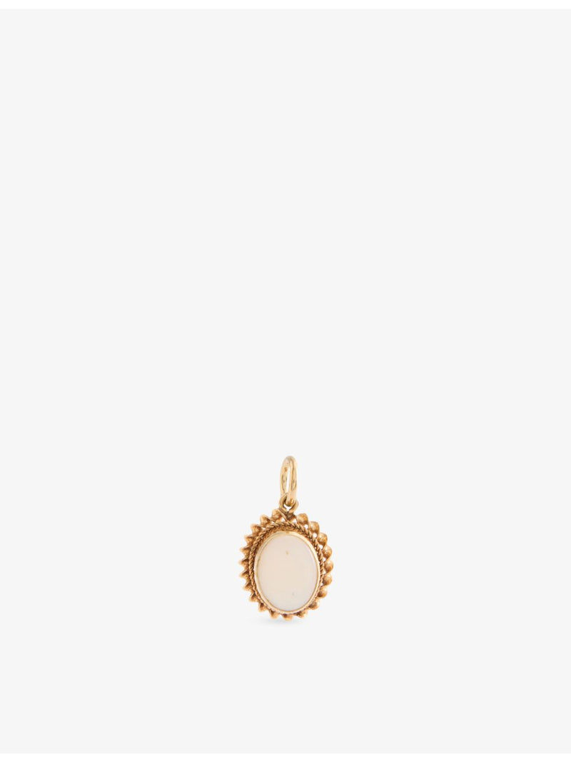 Reselfridges 9ct gold oval opal pendant charm 12mm, imported from the UK