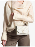 Jimmy Choo curved quilted leather clutch bag with chain strap, UK version