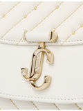 Jimmy Choo curved quilted leather clutch bag with chain strap, UK version