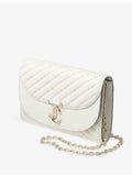 Jimmy Choo curved quilted leather clutch bag with chain strap, UK version