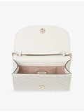 Jimmy Choo curved quilted leather clutch bag with chain strap, UK version