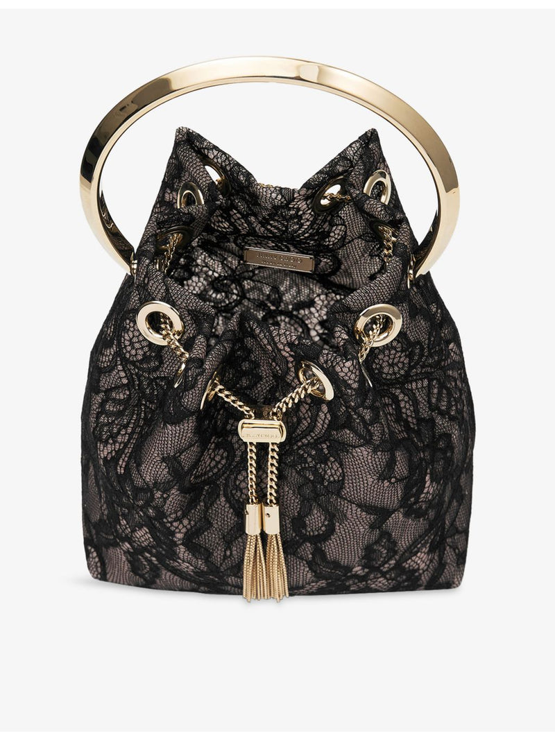 Jimmy Choo Bon Bon mesh and lace top-handle bag - British product