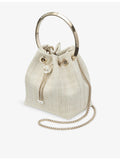 Jimmy Choo raffia top-handle bag with chain strap (British brand)