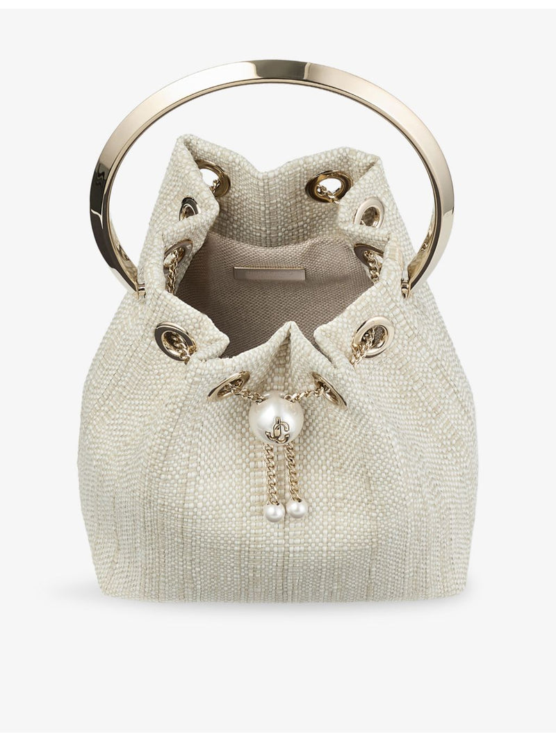 Jimmy Choo raffia top-handle bag with chain strap (British brand)
