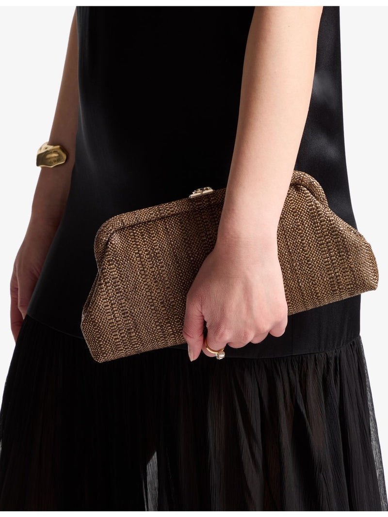 Jimmy Choo Skylar raffia clutch bag, UK version
