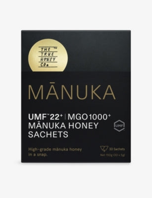 The True Honey Company Manuka honey sachets 1000+ MGO 150g, UK version