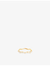 selfridges Astrid & Miyu Wave 14ct Gold Cultured Pearl and Lab-Grown Diamond Band Ring- Buy online at McGrocer