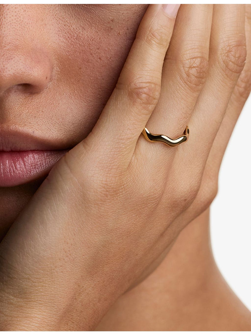Astrid & Miyu Ripple 18ct gold-plated sterling silver band ring, imported from the UK