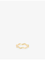 selfridges Astrid & Miyu Ripple 18ct Gold-Plated Sterling Silver Cubic Zirconia Band Ring- Buy online at McGrocer