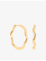 selfridges Astrid & Miyu Ripple 18ct Gold-Plated Sterling Silver Hoop Earrings- Buy online at McGrocer