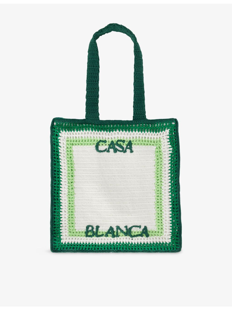 Casablanca embroidered cotton crochet tote bag, imported from the UK