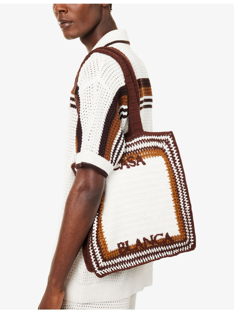 Casablanca striped cotton tote bag with embroidered logo (British brand)