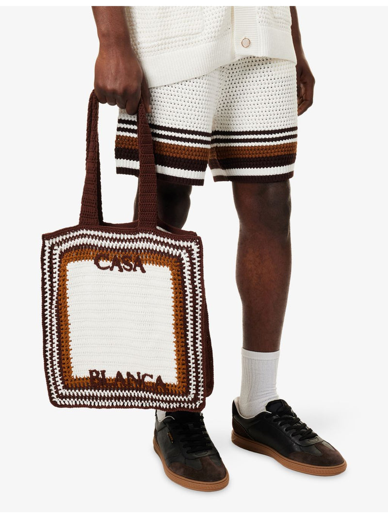 Casablanca striped cotton tote bag with embroidered logo (British brand)