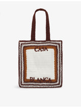 selfridges Casablanca Embroidered-Logo Striped Cotton-Crochet Tote Bag 37 x 34 x 7cm- Buy online at McGrocer