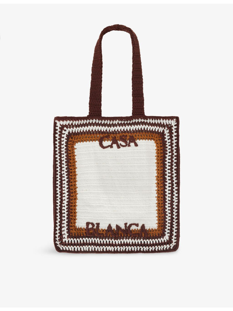 Casablanca striped cotton tote bag with embroidered logo (British brand)