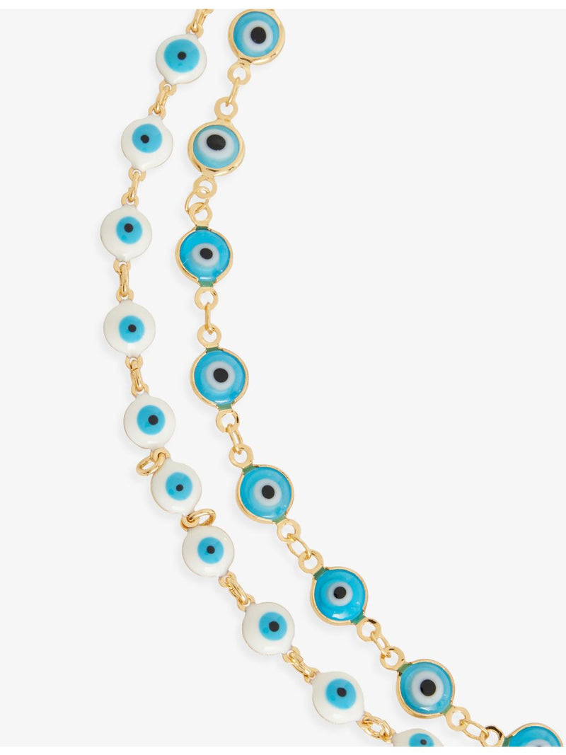 Crystal Haze 18ct gold nazar necklace with enamel eyes, UK version