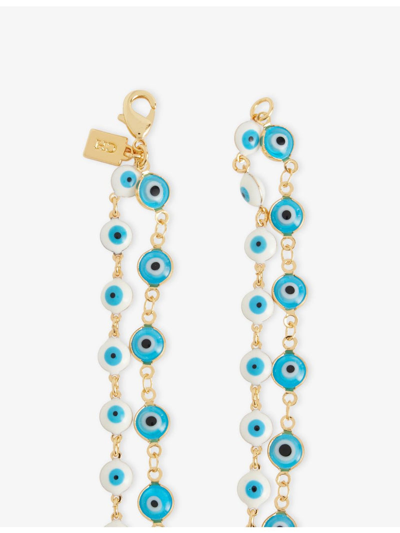 Crystal Haze 18ct gold nazar necklace with enamel eyes, UK version