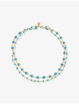 selfridges Crystal Haze Nazar Necklace 18ct Yellow-Gold Plated Brass and Enamel 42cm/46cm- Buy online at McGrocer