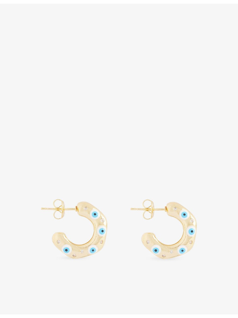 No Envy Evil Eye gold plated brass and enamel hoops, UK version