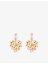 selfridges Crystal Haze Puzzle Heart 18ct Yellow-Gold Plated Brass and Cubic-Zirconia Earrings- Buy online at McGrocer