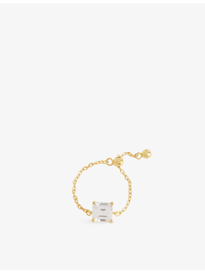 Eterna square 18ct yellow-gold plated brass cubic zirconia ring - British product