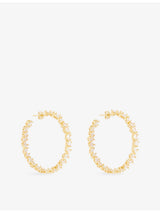 selfridges Crystal Haze Irregular 18ct Yellow-Gold Plated Brass and Cubic-Zirconia Hoop Earrings- Buy online at McGrocer