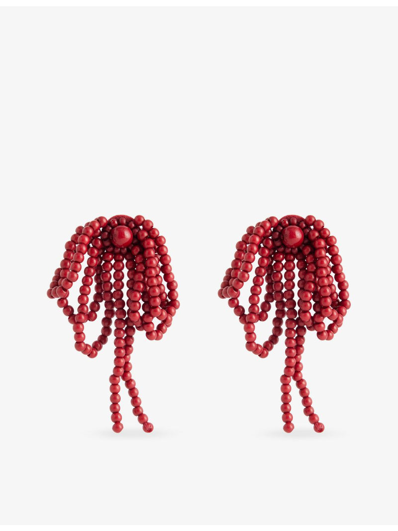 Minerva bow-drop beaded earrings in 100% resin - British product