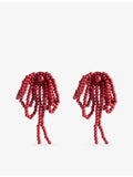 Minerva bow-drop beaded earrings in 100% resin - British product
