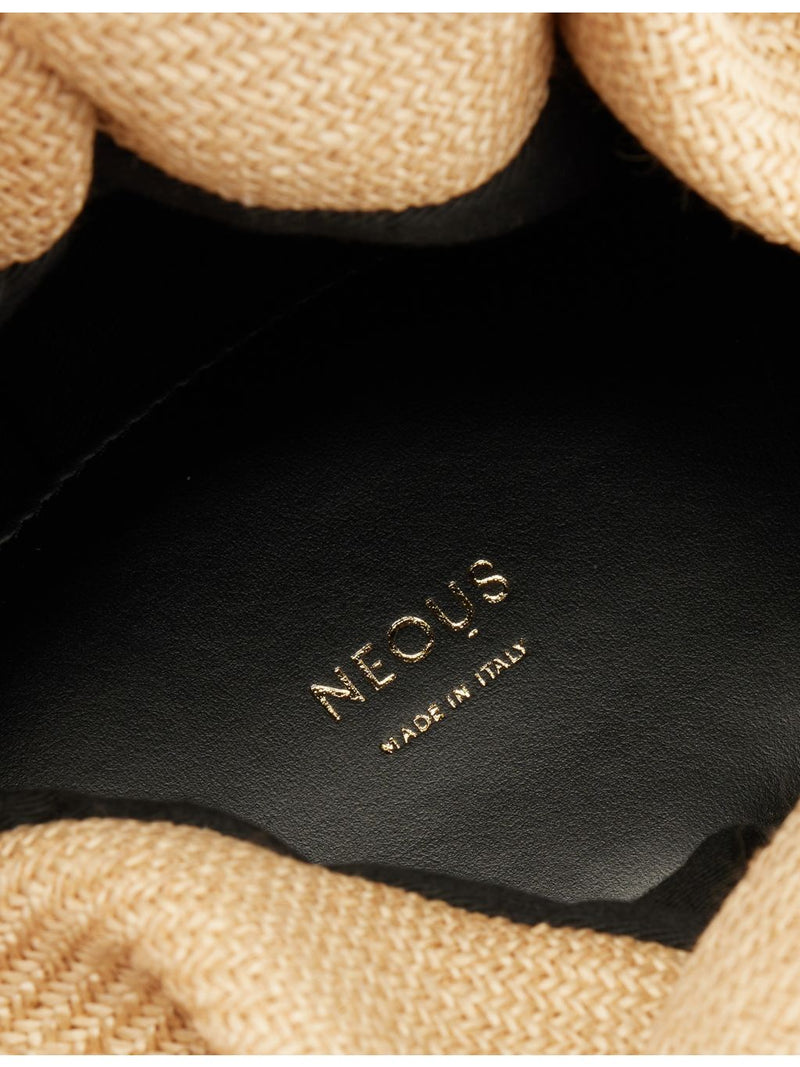 Neous Taurus Dumpling raffia shoulder bag with leather trims (British brand)
