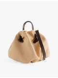 Neous Taurus Dumpling raffia shoulder bag with leather trims (British brand)