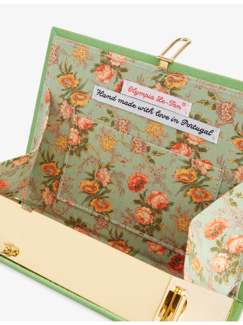 Olympia Le-Tan book clutch bag with botanical embroidery, British brand