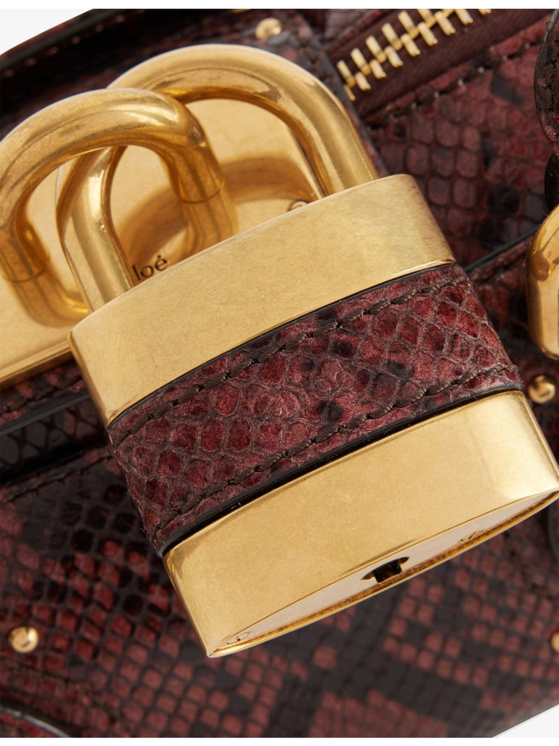 Chloé mini snake-effect leather top-handle bag, UK version