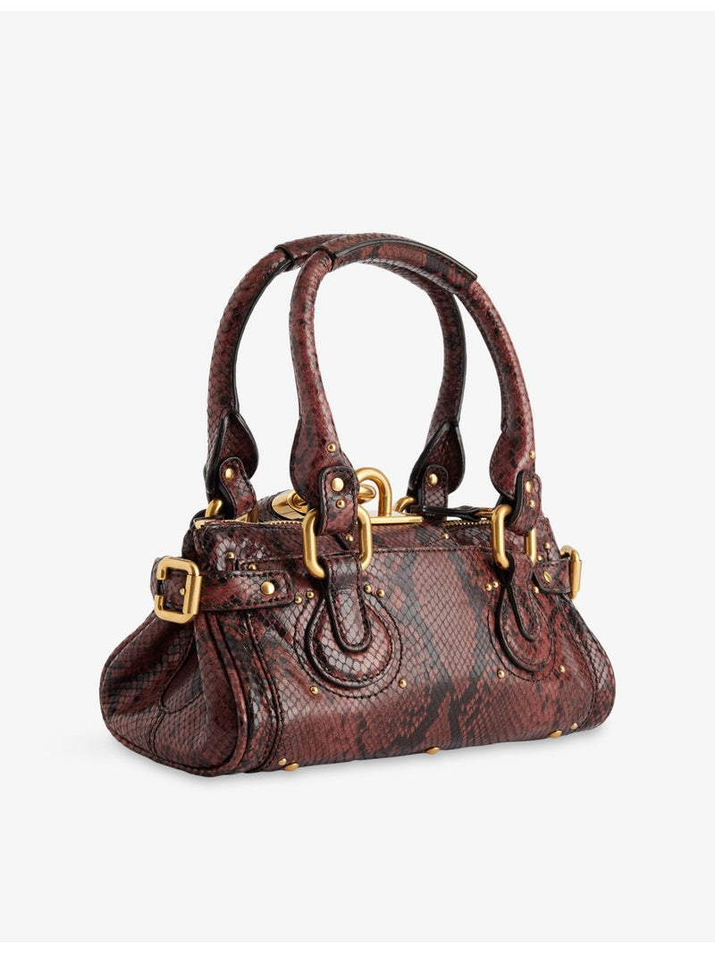 Chloé mini snake-effect leather top-handle bag, UK version