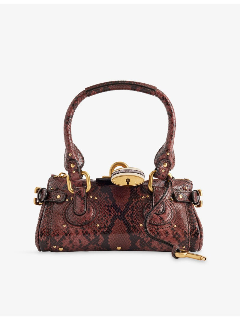 Chloé mini snake-effect leather top-handle bag, UK version