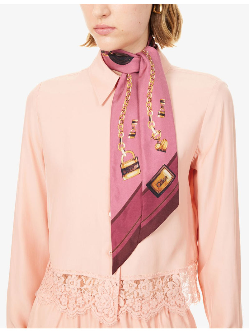 Chloé silk scarf with Paddington print, 7cm by 120cm - British product
