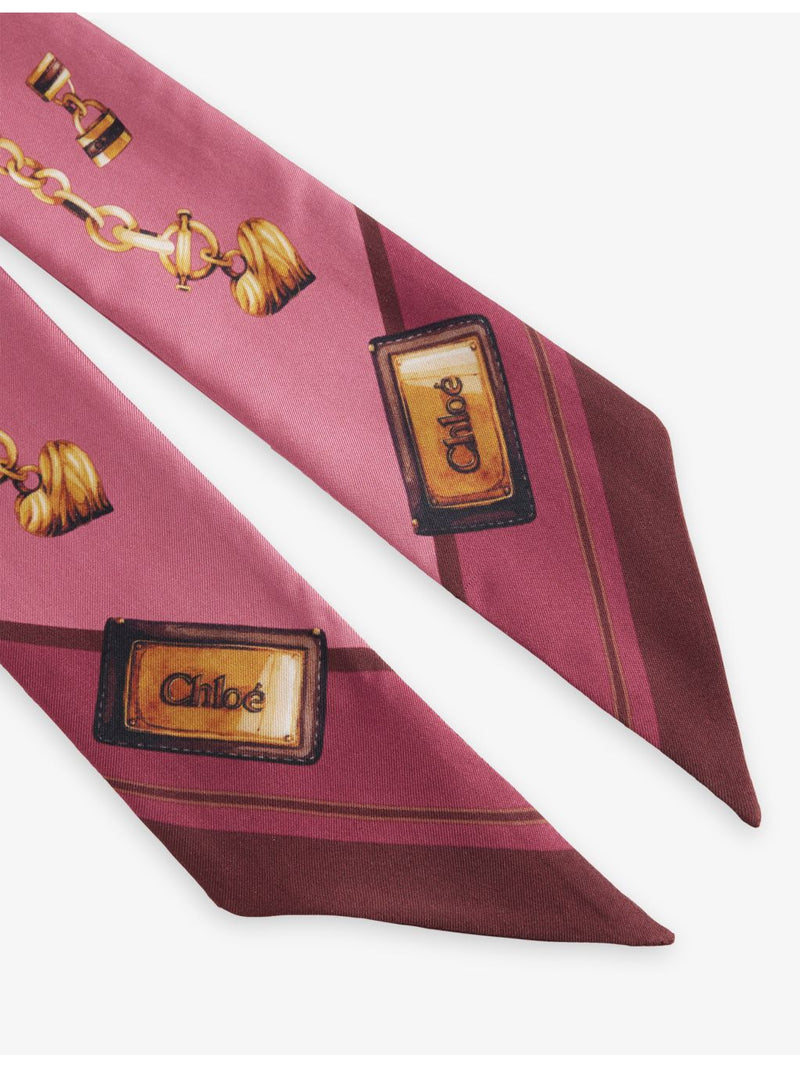 Chloé silk scarf with Paddington print, 7cm by 120cm - British product