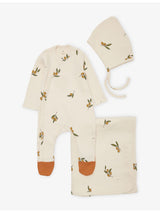selfridges Organic Zoo Printed Cotton-Jersey 3 Piece Baby Gift Set Newborn - 3 Month- Buy online at McGrocer